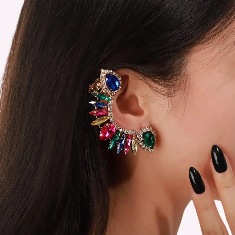 AROS ELEGANTES DE FIESTA CON DIAMANTE IMITACION PARA EVENTOS ESPECIALES - 2