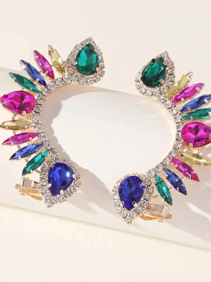 AROS ELEGANTES DE FIESTA CON DIAMANTE IMITACION PARA EVENTOS ESPECIALES - 3