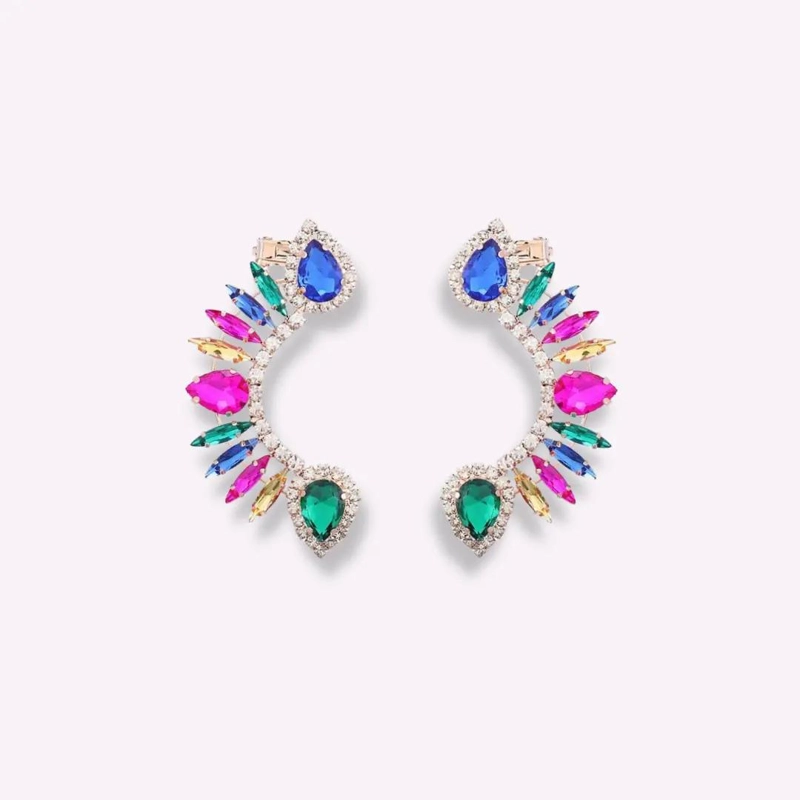 AROS ELEGANTES DE FIESTA CON DIAMANTE IMITACION PARA EVENTOS ESPECIALES - 4