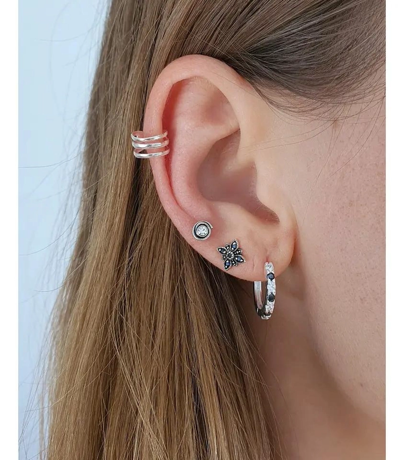 AROS ESPIRAL BRILLANTES DE PLATA 925 PARA HOMBRE Y MUJER - 2