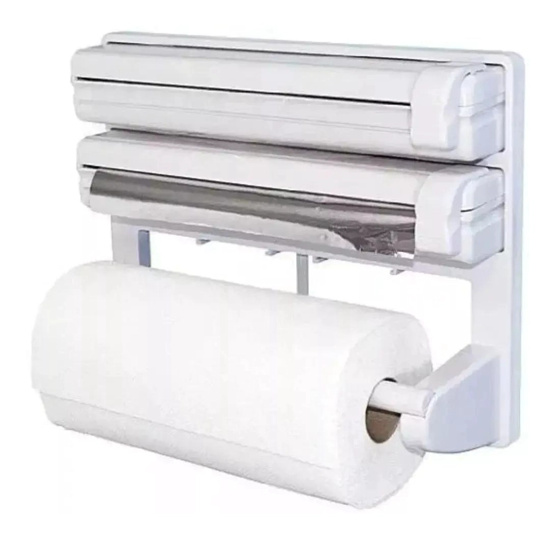 DISPENSADOR TRIPLE DE PAPEL ALUMINIO Y TOALLA DE COCINA - 1