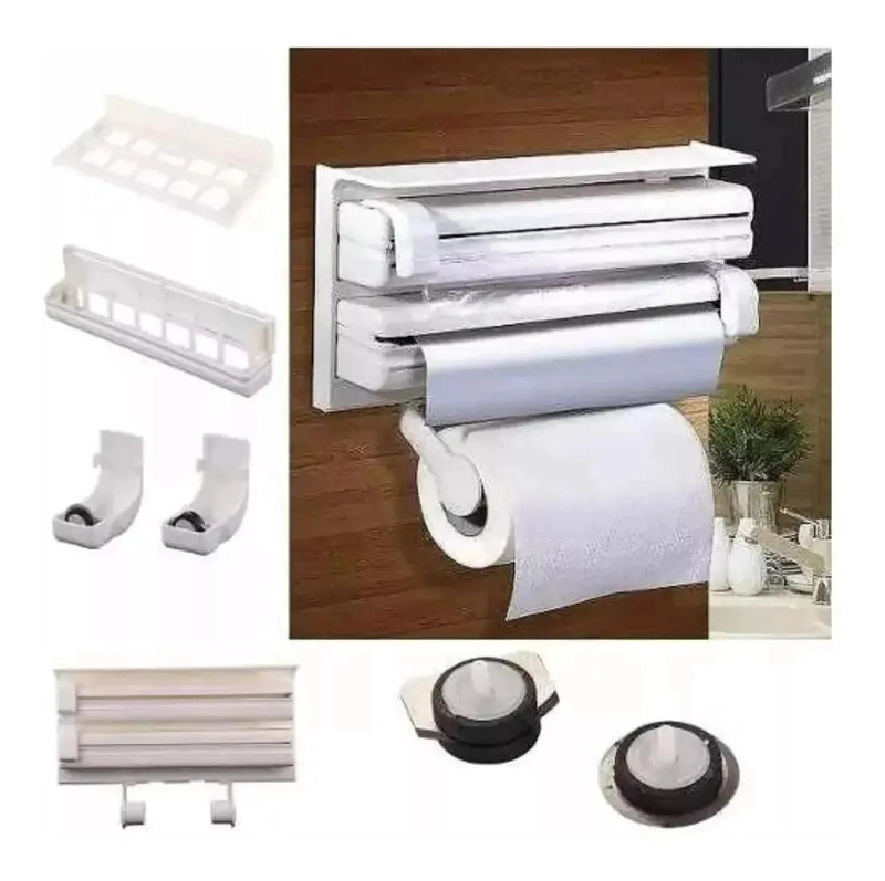 DISPENSADOR TRIPLE DE PAPEL ALUMINIO Y TOALLA DE COCINA - 3