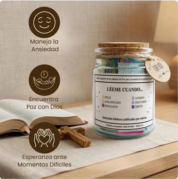 FRASCO DE CRISTAL CON VERSICULOS DE LA BIBLIA EN ESPAÑOL - 2