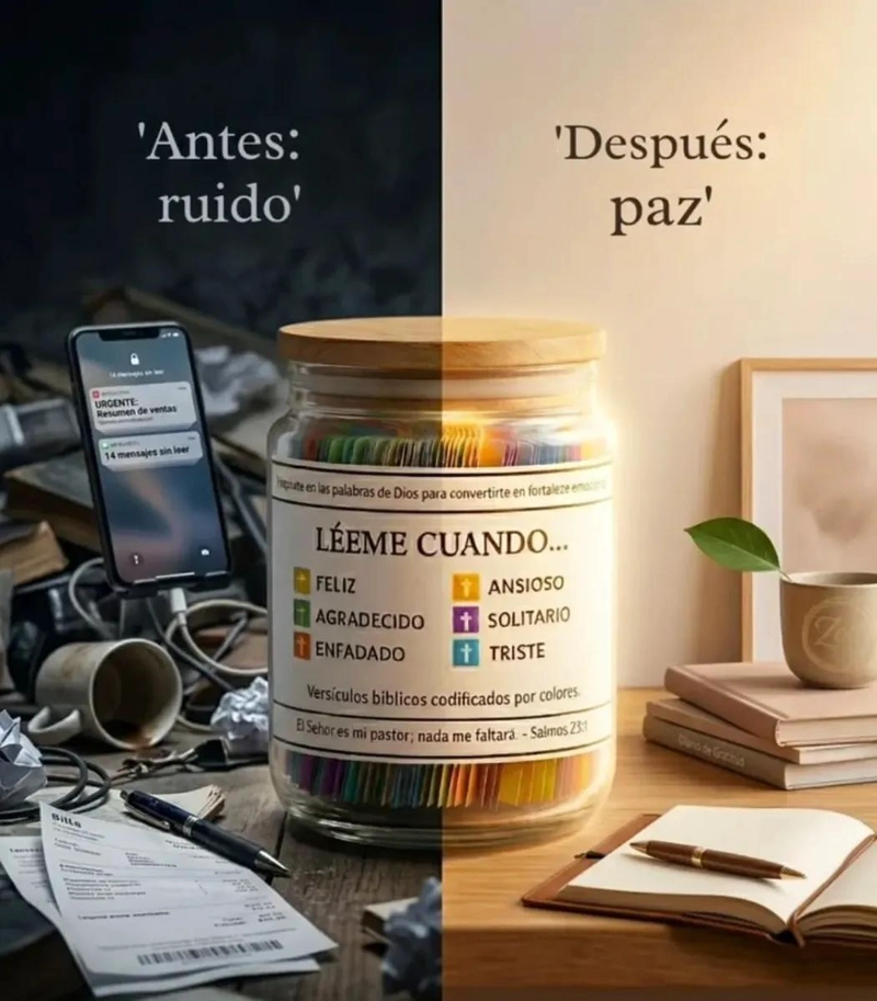 FRASCO DE CRISTAL CON VERSICULOS DE LA BIBLIA EN ESPAÑOL - 7