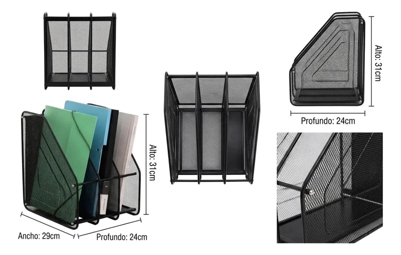 ORGANIZADOR METALICO DE ESCRITORIO CON 3 COMPARTIMENTOS - 2