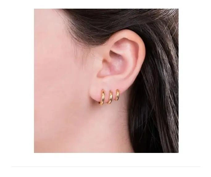PACK DE 6 AROS BAÑADOS EN ORO 18K PARA MUJER Y NIÑAS - 3