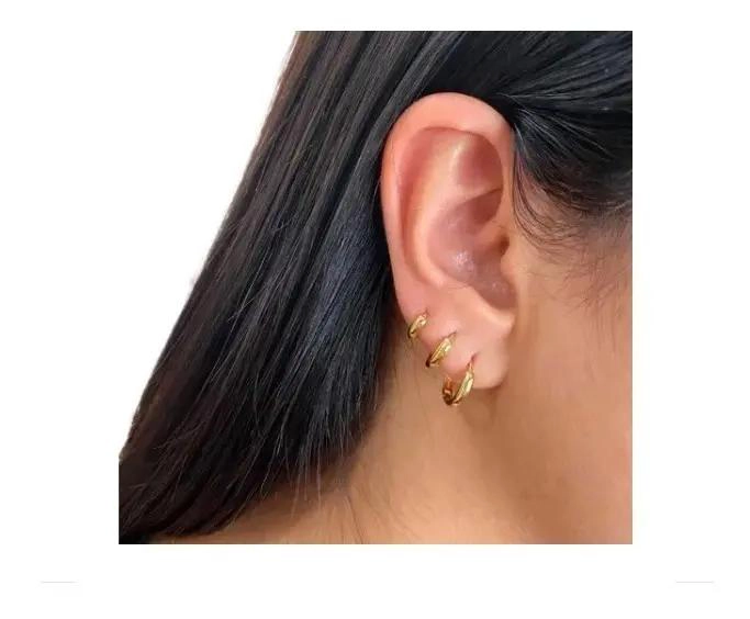 PACK DE 6 AROS BAÑADOS EN ORO 18K PARA MUJER Y NIÑAS - 4