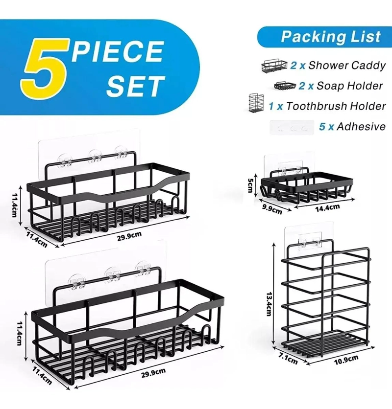 SET DE 5 ORGANIZADORES COLGANTES PARA DUCHA Y BAÑO - 4