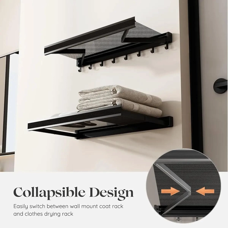 ESTANTE AJUSTABLE DE BAÑO CON SOPORTE PLEGABLE PARA TOALLAS - 2