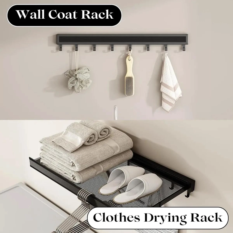 ESTANTE AJUSTABLE DE BAÑO CON SOPORTE PLEGABLE PARA TOALLAS - 3