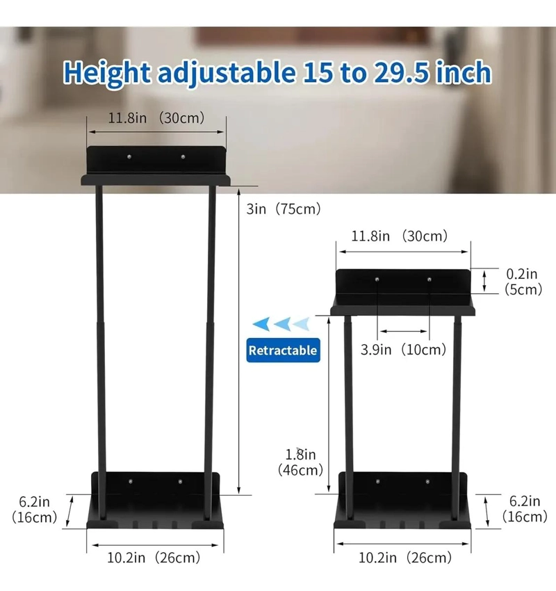 ESTANTE AJUSTABLE DE BAÑO CON SOPORTE PLEGABLE PARA TOALLAS - 8