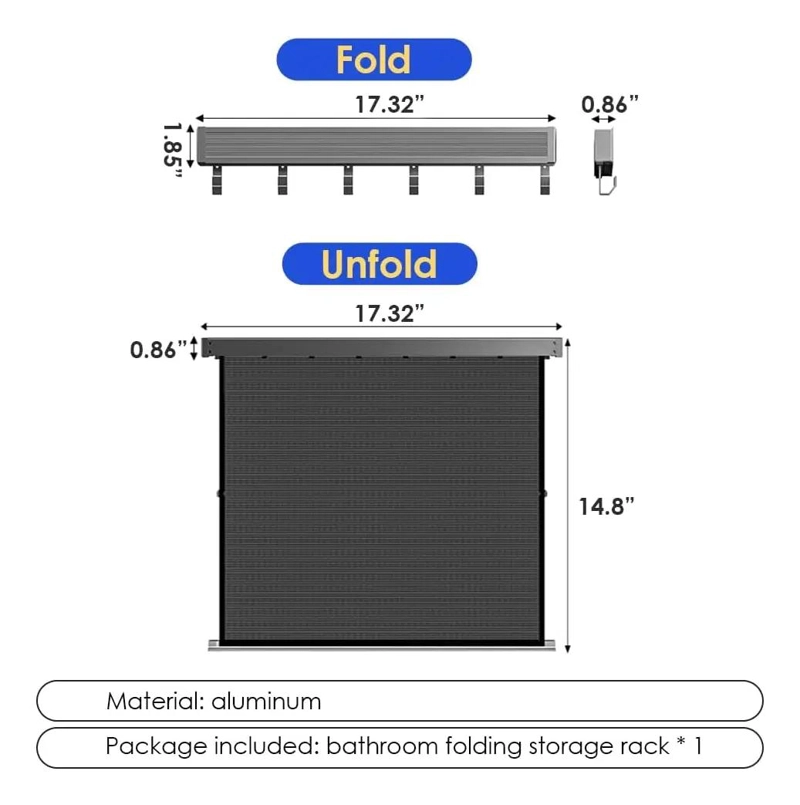 ESTANTE AJUSTABLE DE BAÑO CON SOPORTE PLEGABLE PARA TOALLAS - 9