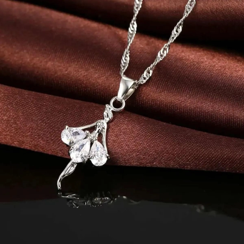 SET DE JOYAS ELEGANTES CON AROS Y COLLAR DE PLATA 925 - 3