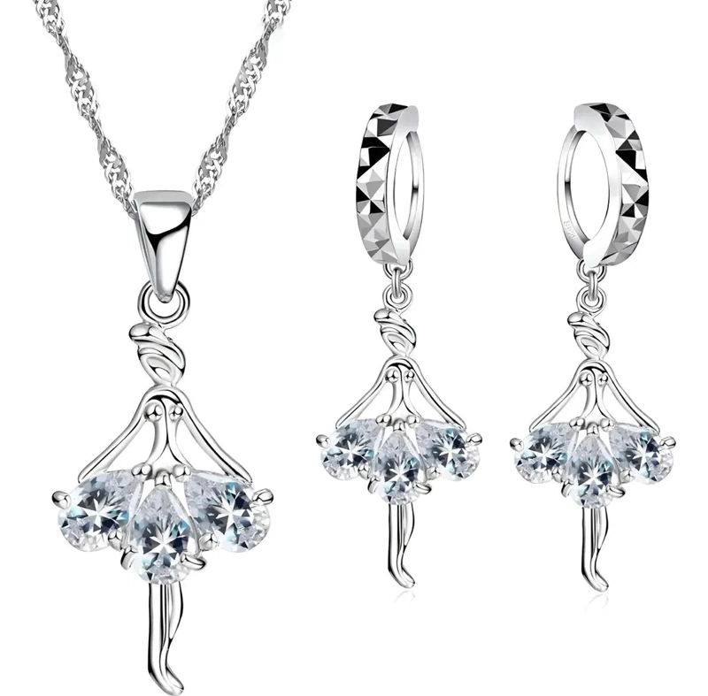SET DE JOYAS ELEGANTES CON AROS Y COLLAR DE PLATA 925 - 7