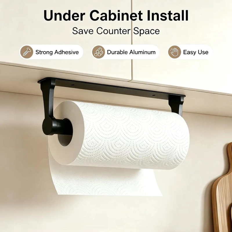 SOPORTE PARA TOALLAS DE PAPEL BAJO GABINETE DE COCINA Y BAÑO - 2