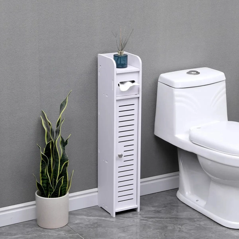 MUEBLE ORGANIZADOR DE BAÑO CON PUERTA Y ESTANTES - 4