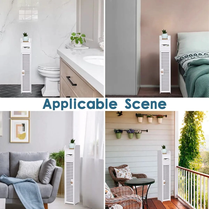 MUEBLE ORGANIZADOR DE BAÑO CON PUERTA Y ESTANTES - 7