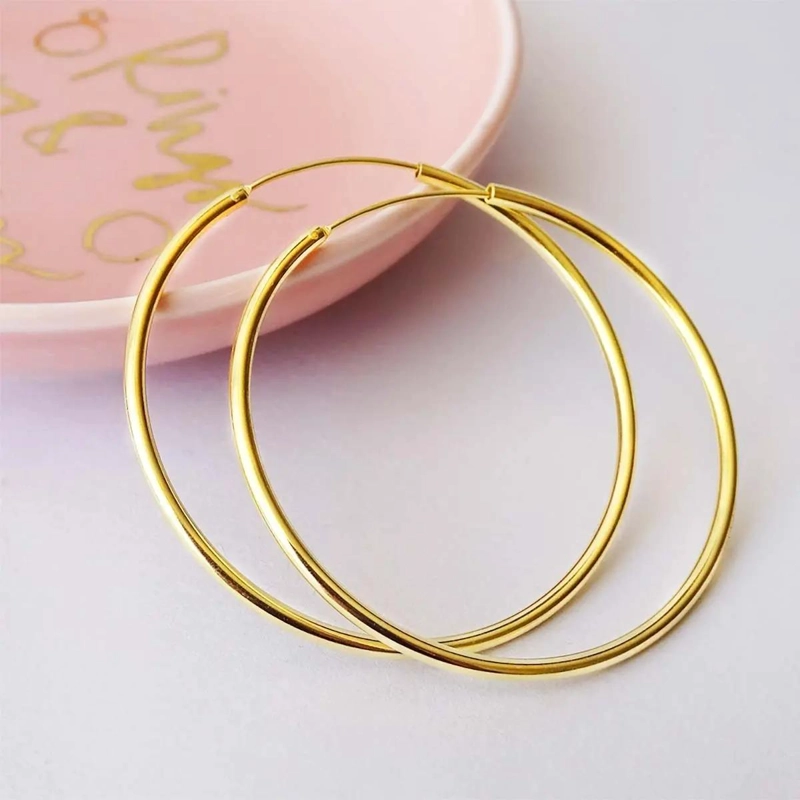 AROS DE PLATA 925 BAÑADOS EN ORO 18K DE 50MM - 2