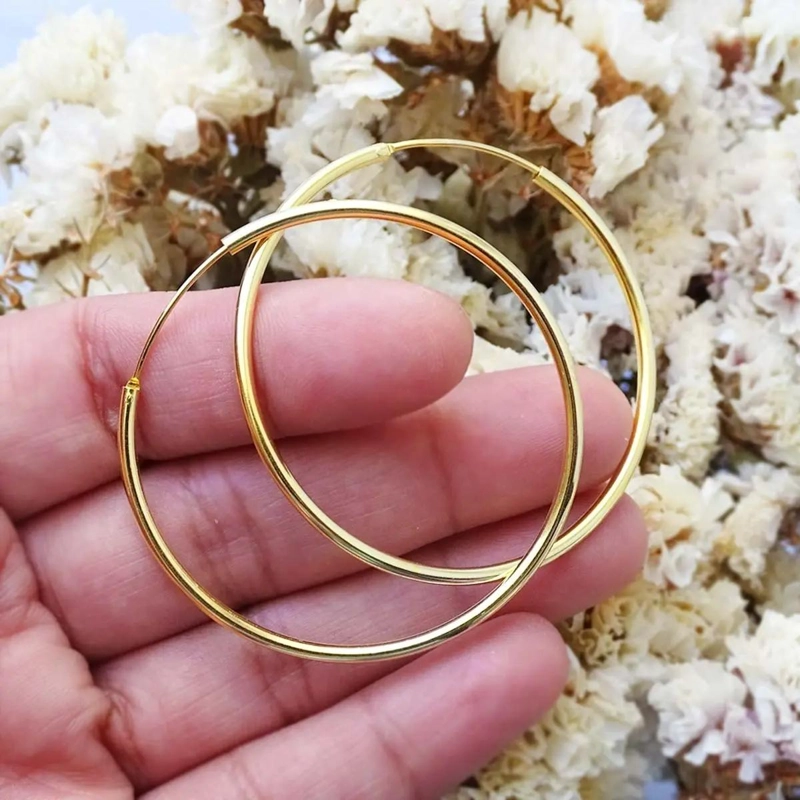 AROS DE PLATA 925 BAÑADOS EN ORO 18K DE 50MM - 3