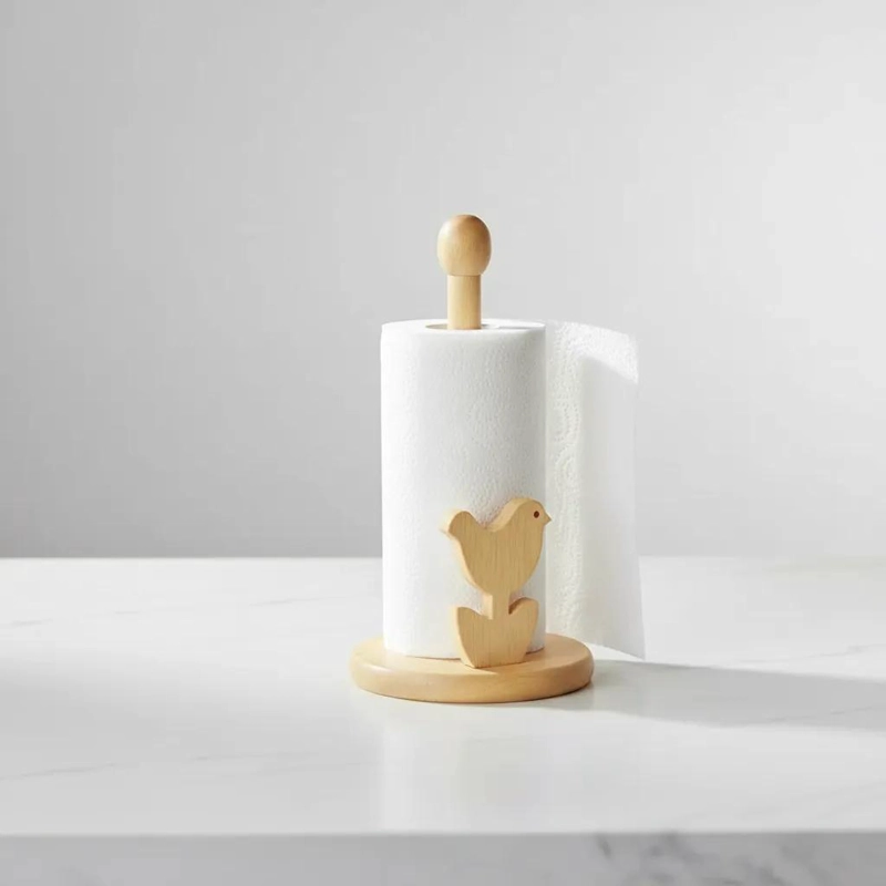 PORTARROLLO DE COCINA DE MADERA CON DISEÑO FLORAL ELEGANTE - 3