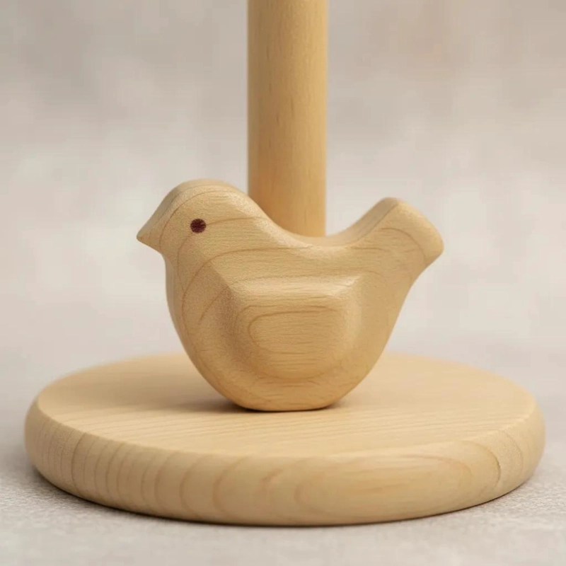 PORTARROLLO DE COCINA DE MADERA CON DISEÑO FLORAL ELEGANTE - 4