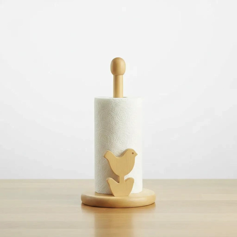 PORTARROLLO DE COCINA DE MADERA CON DISEÑO FLORAL ELEGANTE - 5