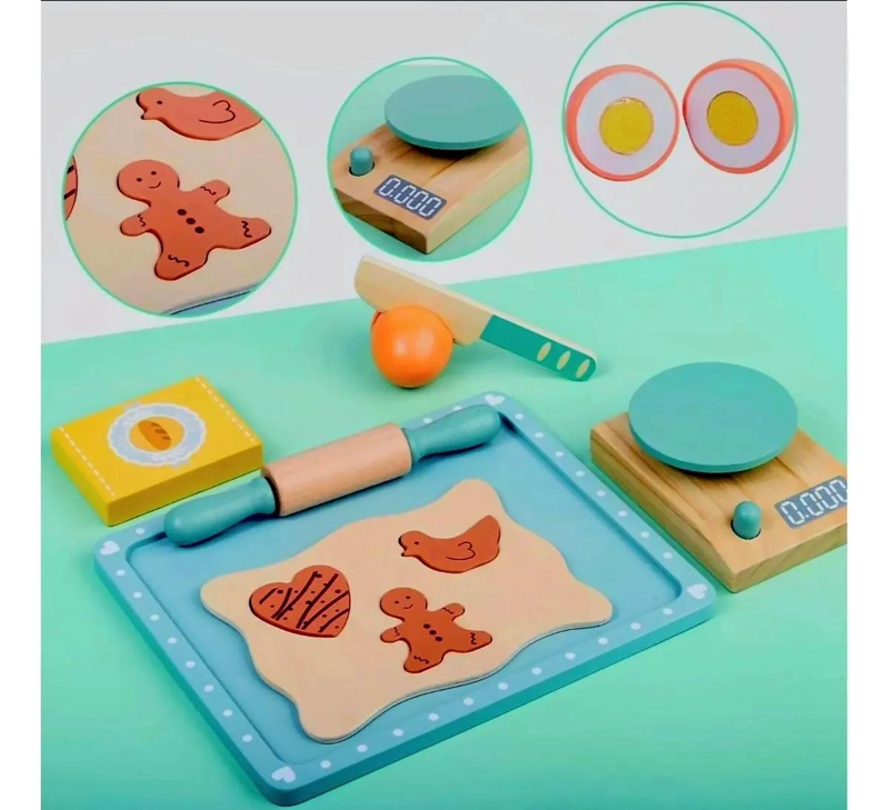 SET DE COCINA INFANTIL PARA HACER GALLETAS DE MADERA - 1
