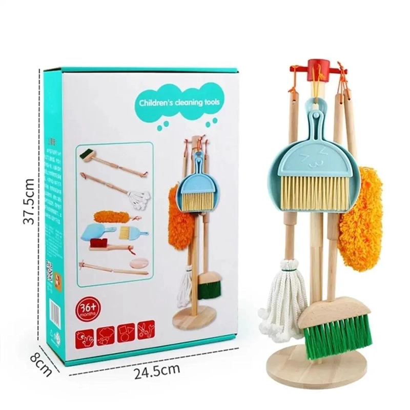 JUEGO DE LIMPIEZA DE MADERA PARA NIÑOS CON 6 PIEZAS - 10