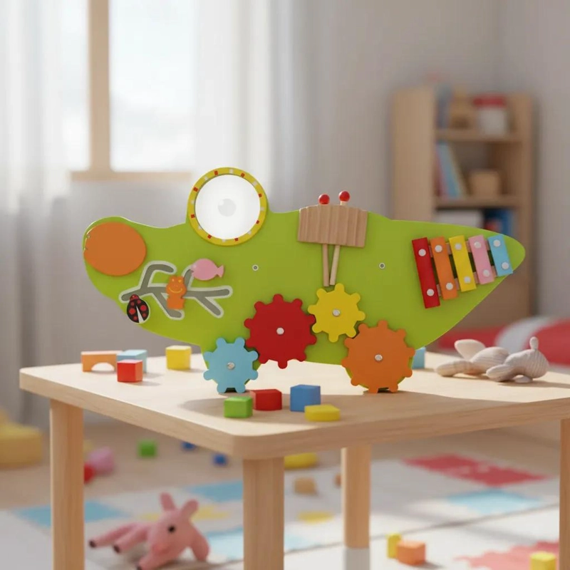 COCODRILO DE MADERA INTERACTIVO PARA PARED MONTESSORI - 1