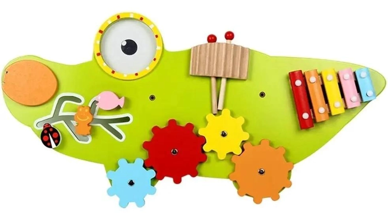 COCODRILO DE MADERA INTERACTIVO PARA PARED MONTESSORI - 2