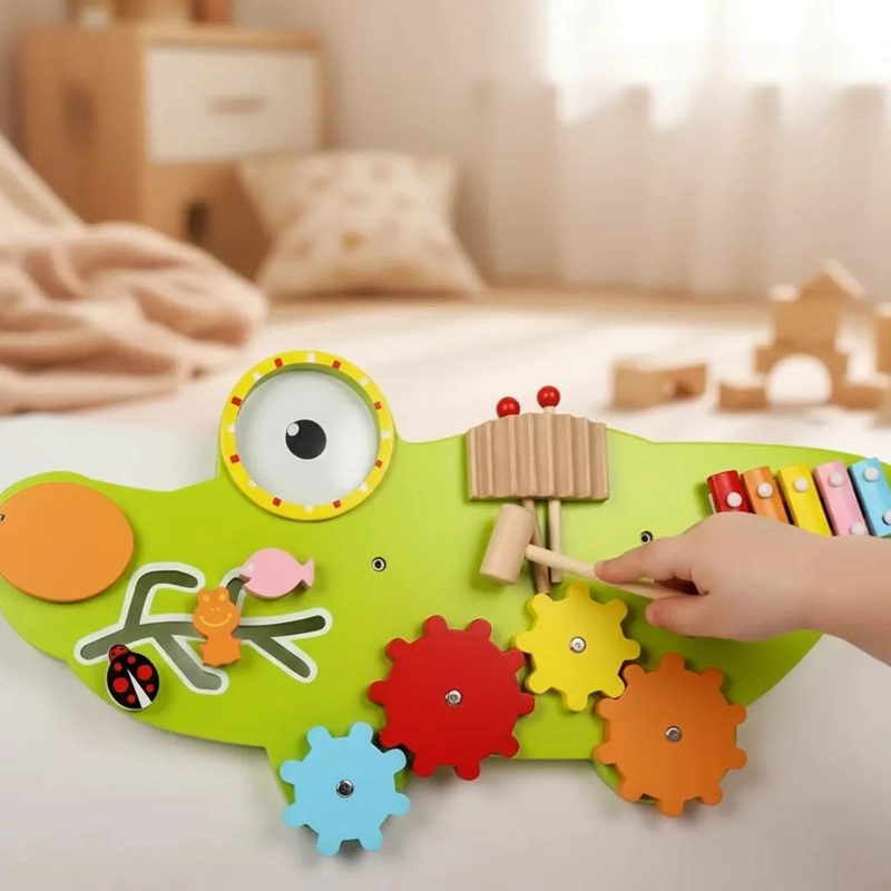 COCODRILO DE MADERA INTERACTIVO PARA PARED MONTESSORI - 7