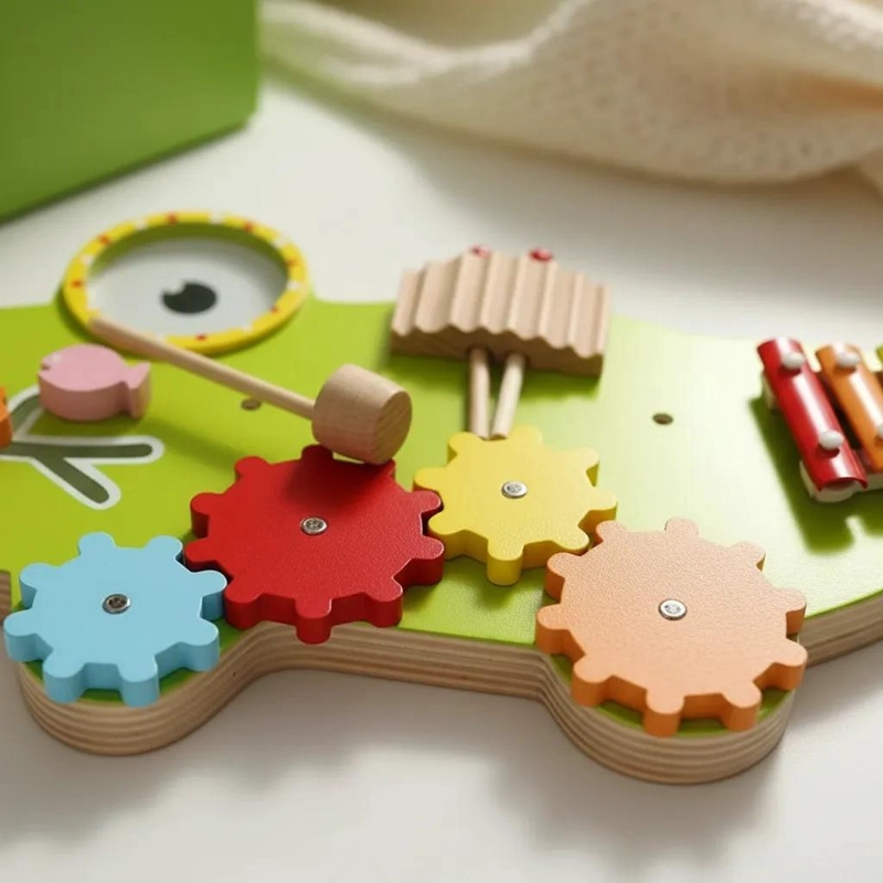 COCODRILO DE MADERA INTERACTIVO PARA PARED MONTESSORI - 8