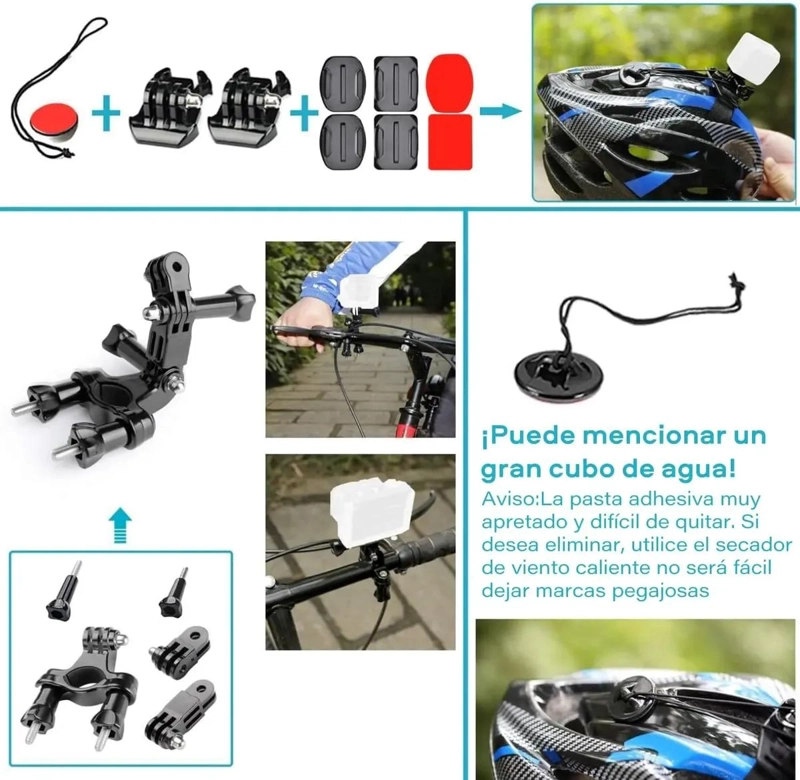 KIT DE ACCESORIOS COMPLETO PARA CAMARAS DE DEPORTES - 5
