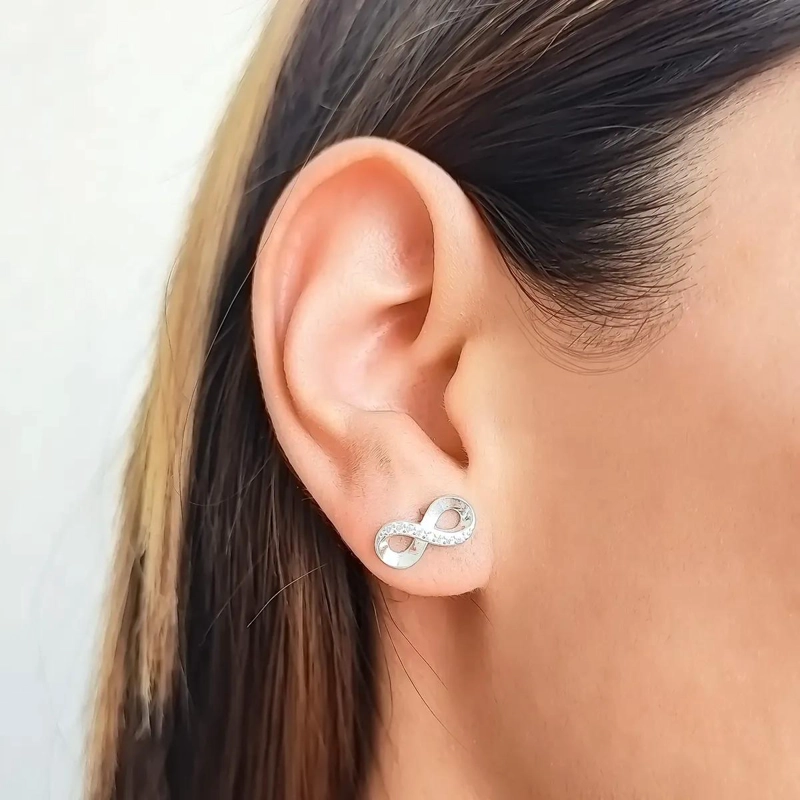 AROS INFINITO DE PLATA FINA 925 CON CIRCON BRILLANTE - 3