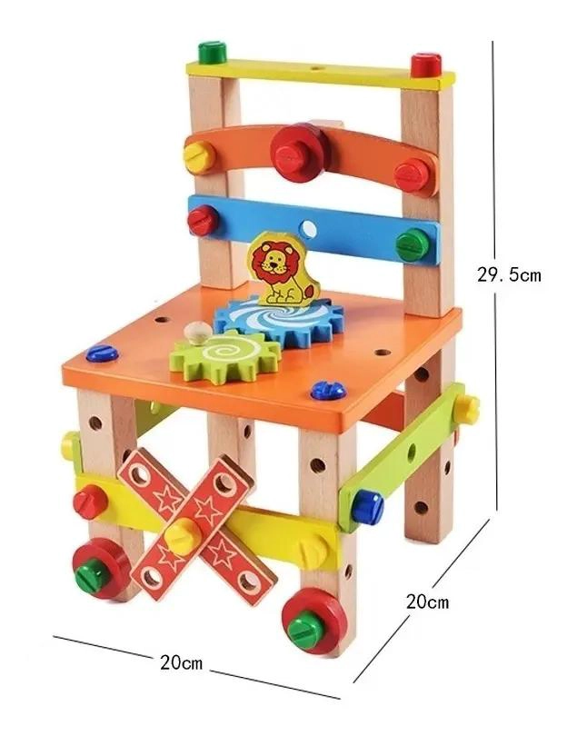 JUGUETE DIDACTICO DE MADERA PARA NIÑOS CON SILLAS Y VEHICULOS - 10