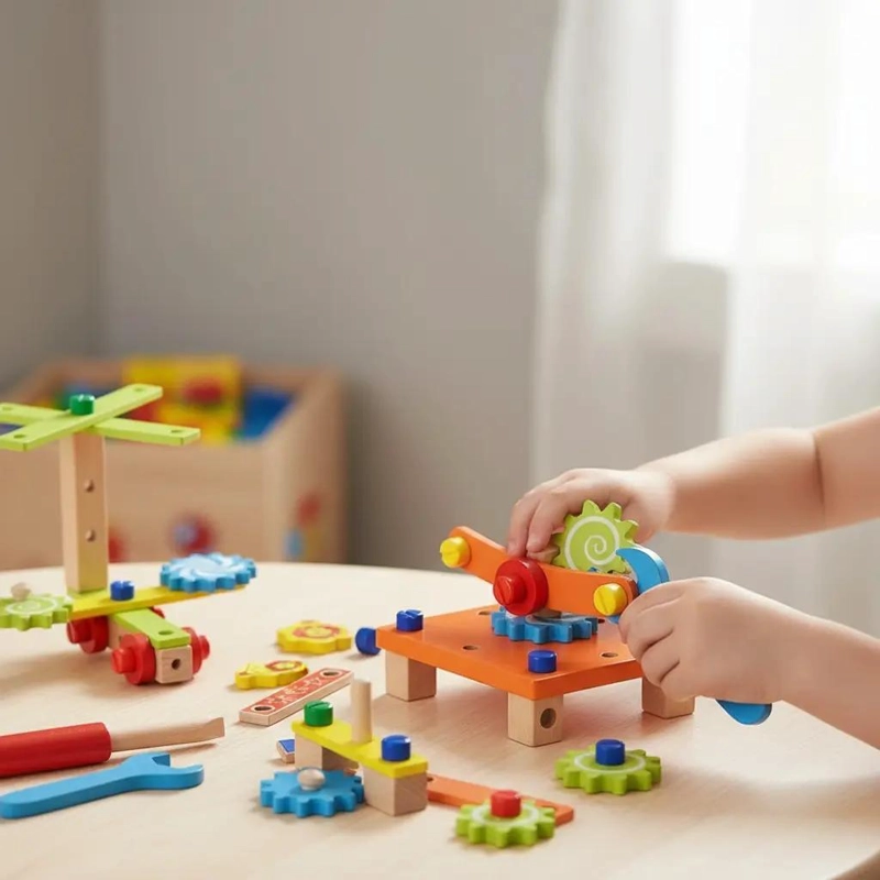 JUGUETE DIDACTICO DE MADERA PARA NIÑOS CON SILLAS Y VEHICULOS - 4