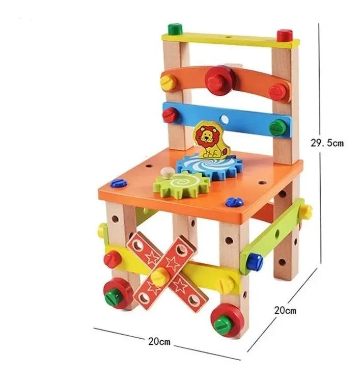 JUGUETE DIDACTICO DE MADERA PARA NIÑOS CON SILLAS Y VEHICULOS - 6