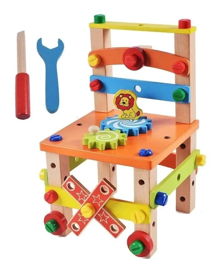 JUGUETE DIDACTICO DE MADERA PARA NIÑOS CON SILLAS Y VEHICULOS - 7