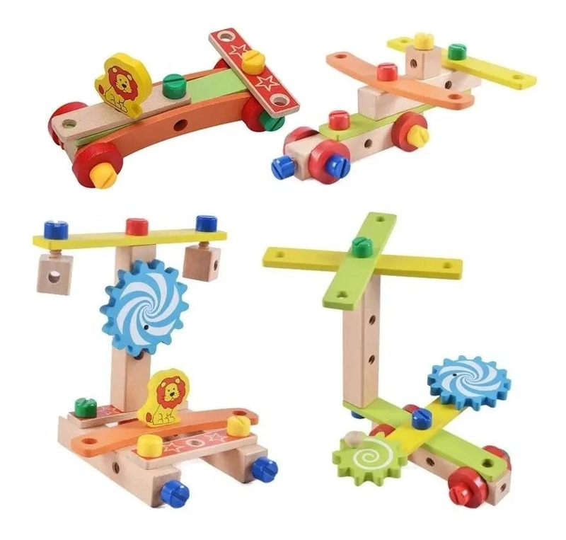 JUGUETE DIDACTICO DE MADERA PARA NIÑOS CON SILLAS Y VEHICULOS - 8