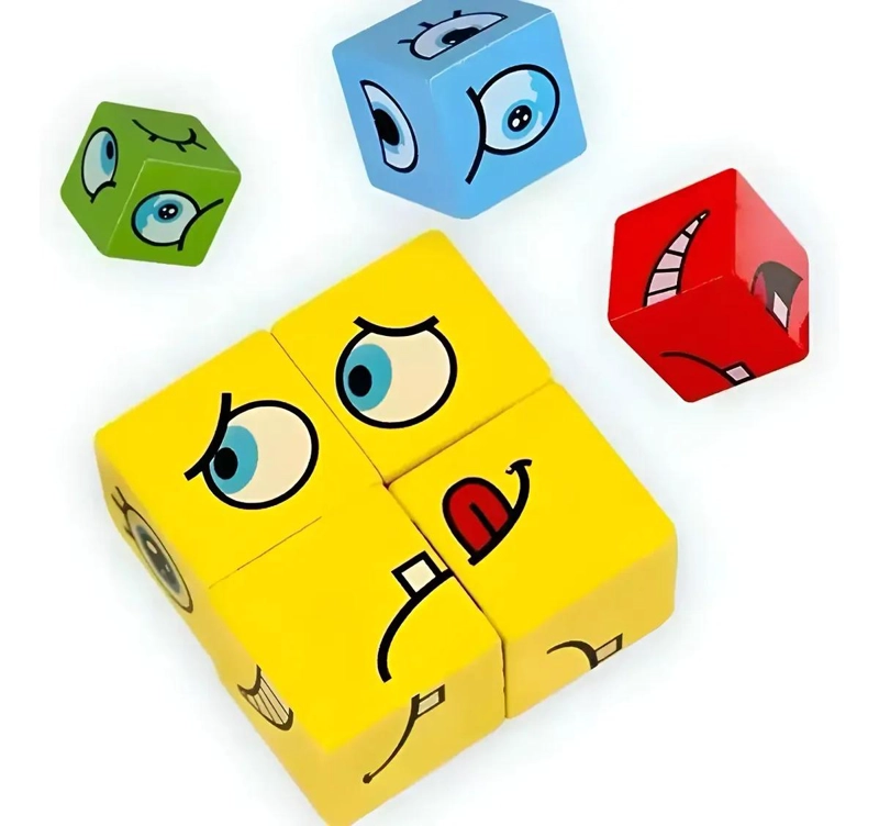 JUEGO DE CUBOS PARA ARMAR CARAS CON TIMBRE DIVERTIDO - 1