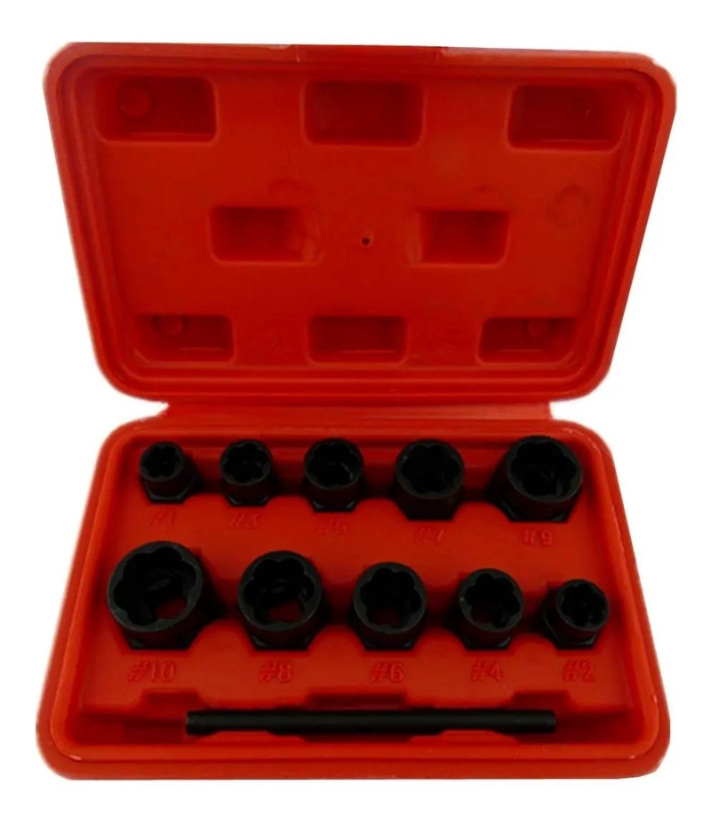KIT EXTRACTOR DE TUERCAS Y PERNOS HEXAGONALES 10 PIEZAS - 1