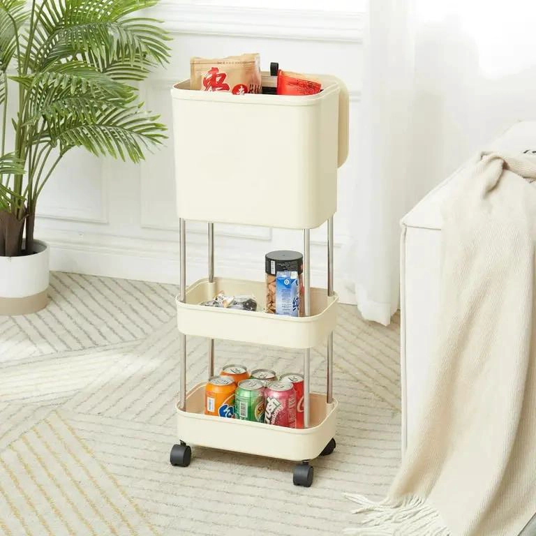 TACHO BASURERO ORGANIZADOR DE 3 NIVELES CON RUEDAS - 2
