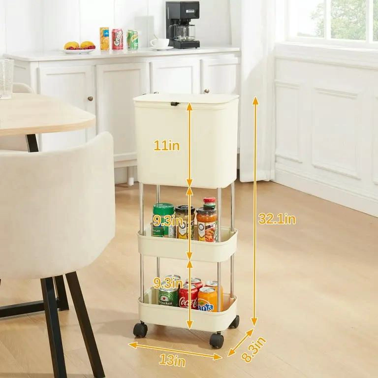 TACHO BASURERO ORGANIZADOR DE 3 NIVELES CON RUEDAS - 4