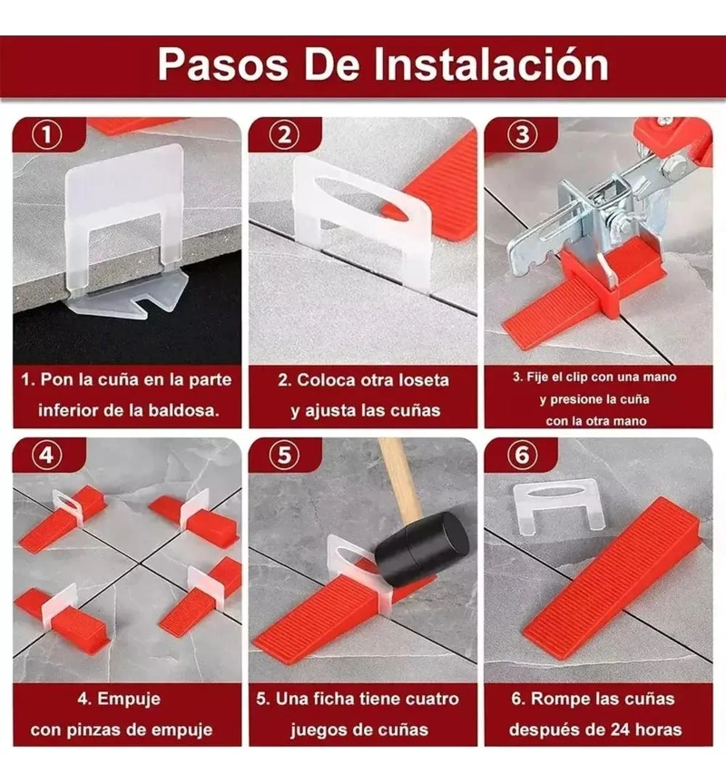 KIT DE NIVELACION PARA CERAMICOS CON CLIPS Y CUÑAS REUTILIZABLES - 8