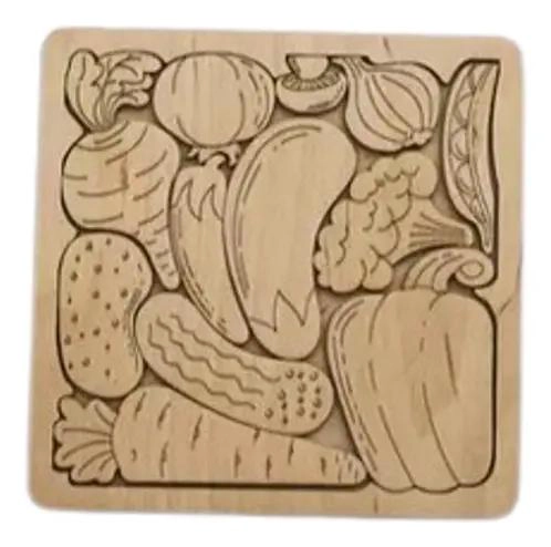 ROMPECABEZA DE MADERA DE 12 PIEZAS CON VEGETALES - 1