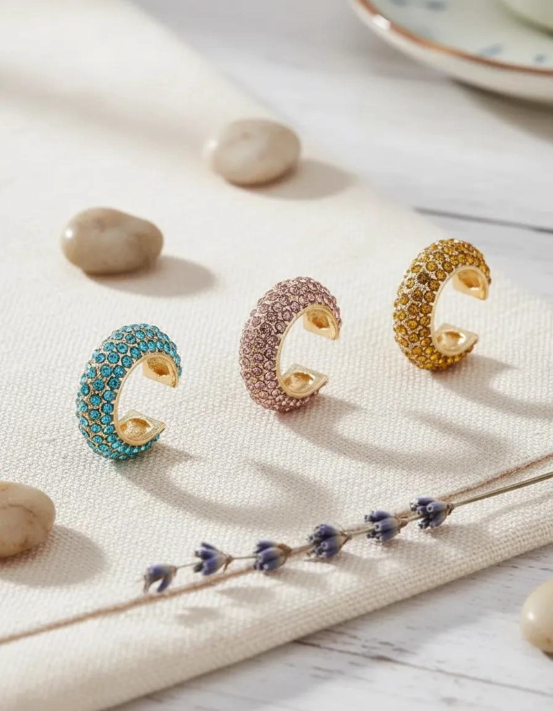 AROS EAR CUFFS DE ACERO INOXIDABLE BRILLANTES EN 3 PIEZAS - 1
