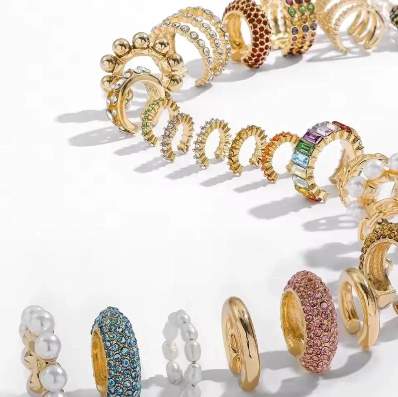 AROS EAR CUFFS DE ACERO INOXIDABLE BRILLANTES EN 3 PIEZAS - 3