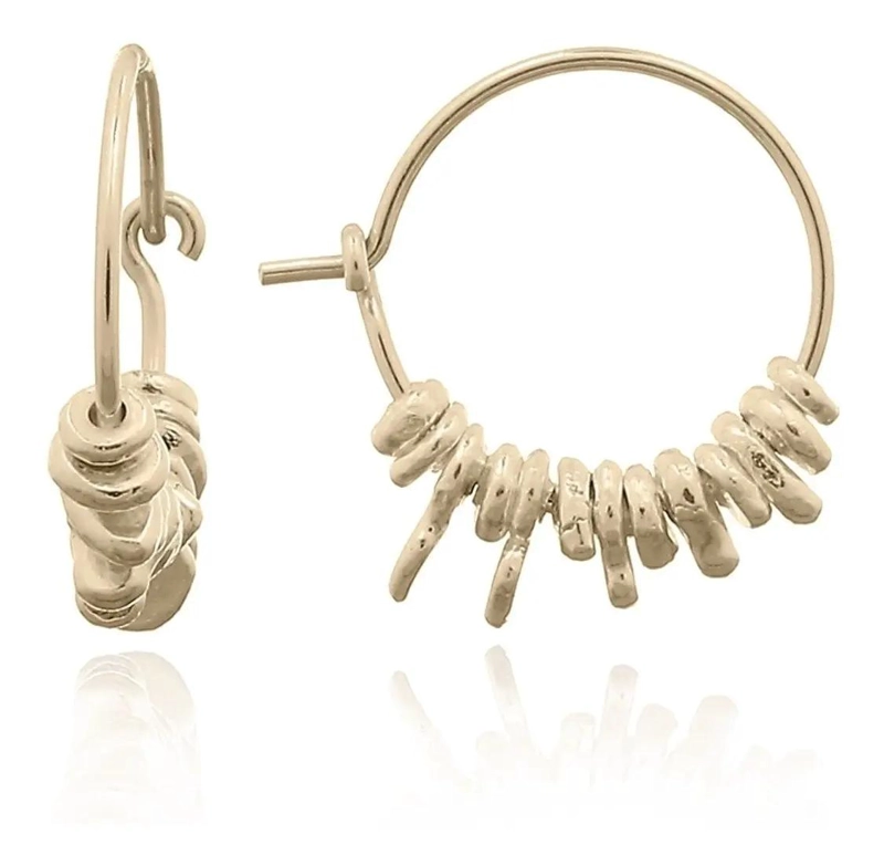 AROS ARGOLLA MOSTACILLAS EN PLATA 925 CON BAÑO DE ORO 18K - 1