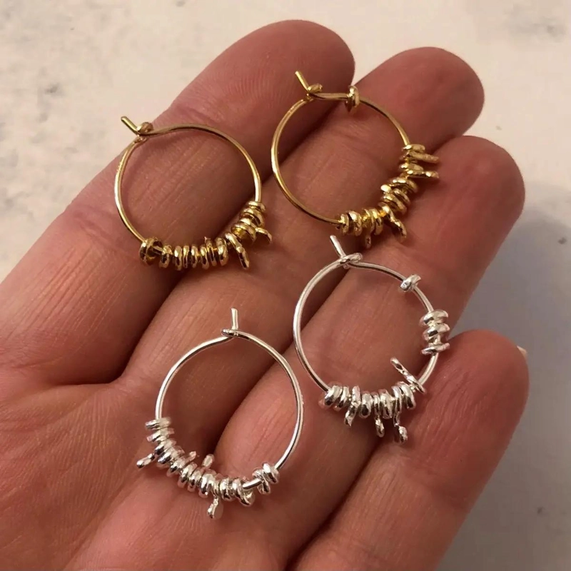 AROS ARGOLLA MOSTACILLAS EN PLATA 925 CON BAÑO DE ORO 18K - 3