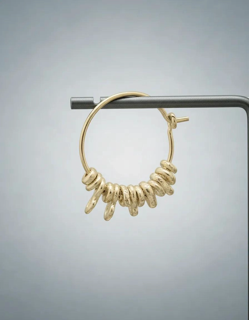 AROS ARGOLLA MOSTACILLAS EN PLATA 925 CON BAÑO DE ORO 18K - 6